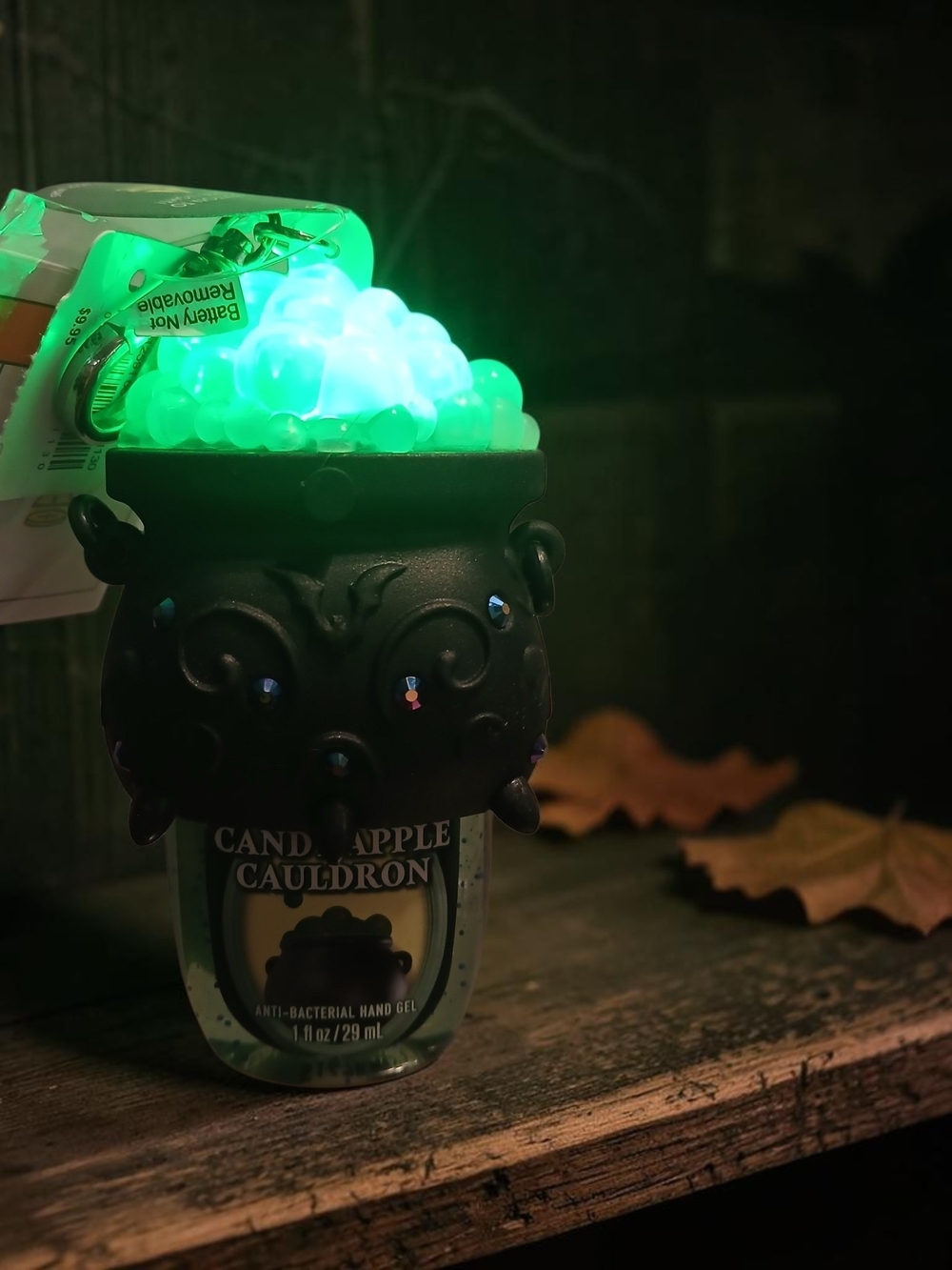 Cauldron Hand Gel Holder w/ Color Changing Of Purple Orange Green And Pocketbac